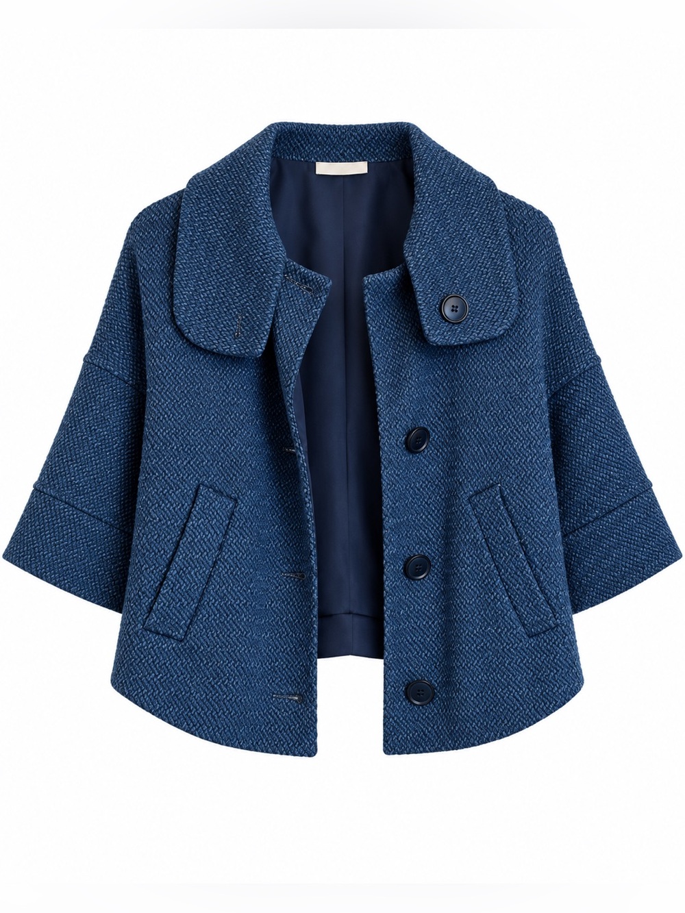 Akris Punto Navy Textured Cropped Pea Coat